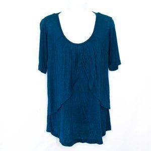 NEW JW Japanese Weekend Tulip Nursing Top Womens XS Maternity Blue Knit SS04